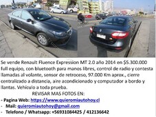 Vendo Renault Fluence Expression MT 2.0 año 2014