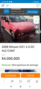 Nissan D21 2.4 Dc 4×2 2008 Usado en Santiago