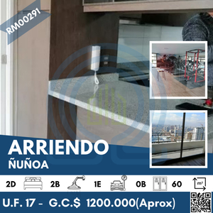 Departamento en arriendo de 2 dorm. en ñuñoa