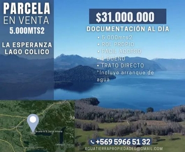 Parcela lago colico, sector la esperanza vendo