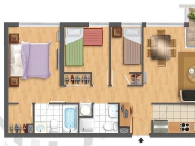 Departamento 3 dormitorios 2 baños 61 m2. Edificio Civic 1 piso 6