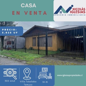 Casa en Venta en Temuco 3 dormitorios 1 baño / Gestión y Propiedad